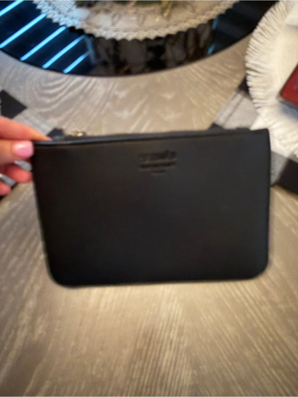 Hermès Black Pebbled Leather Zip Pouch